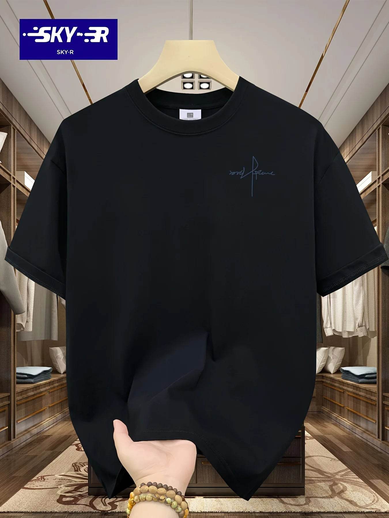 Summer Men's 100% Cotton Casual Sports Loose Large Size Letter Pattern Printed Comfortable Round Neck Short Sleeve T-shirt Top - AIAZ