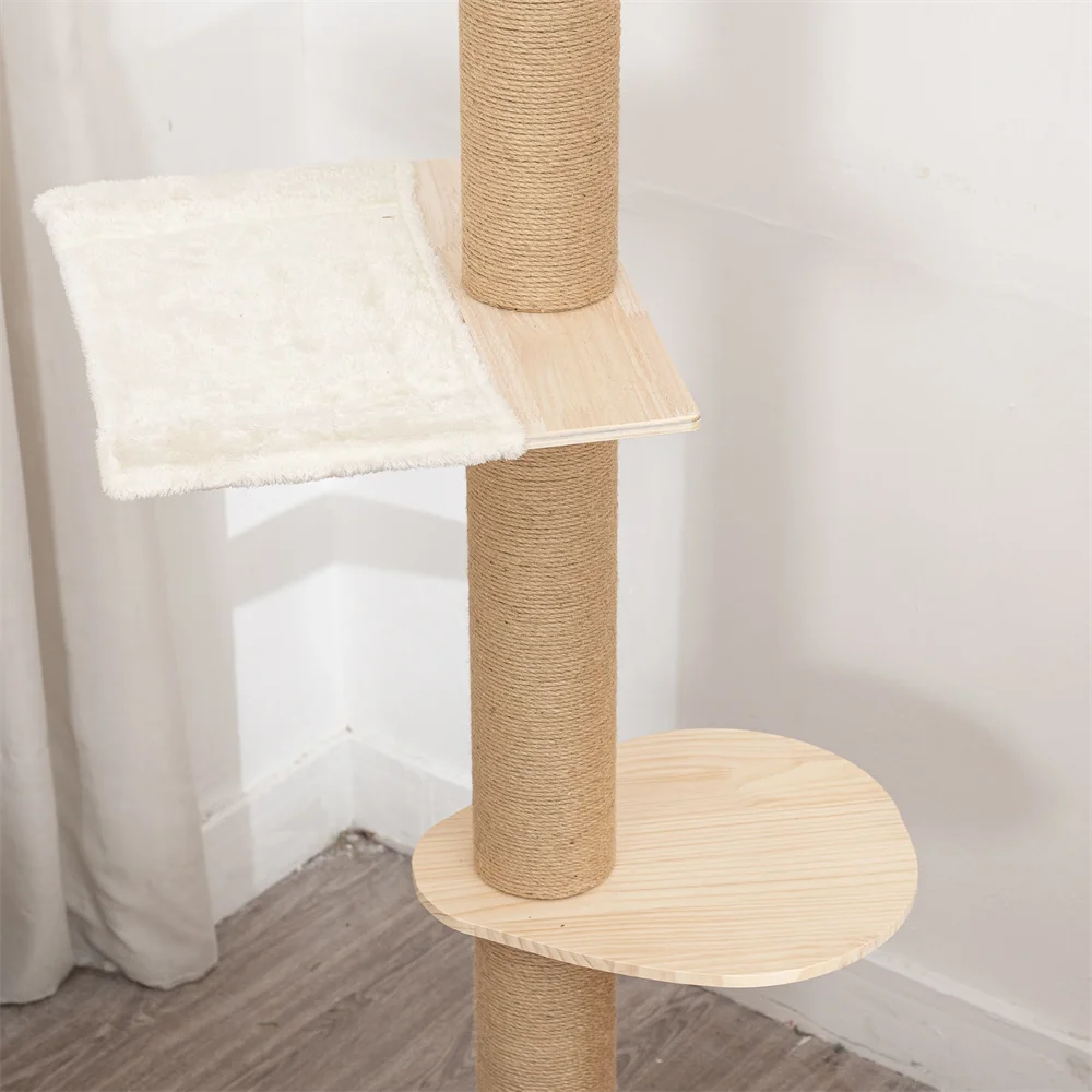Adjustable Cat Tree House Cat Tower Floor to Ceiling Cats Multi-Level Condo With Scratching Post Hammock Pet Cat Pet Products