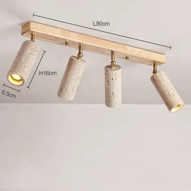 Stone Ceiling Lamp Spot light Angle Adjustable Rectangle Wood Base