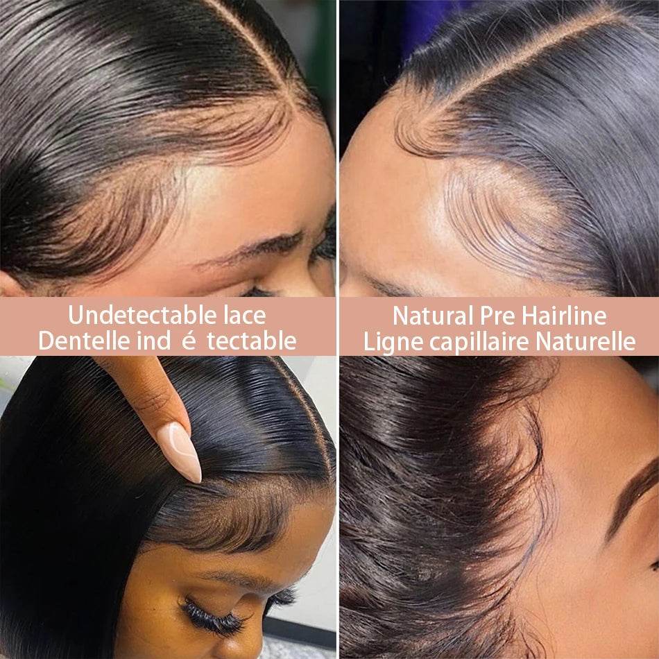 13x4 Bone Straight Bob Wig Lace Front Human Hair Wigs 4x4 Short Bob Wig Lace Frontal Wig 100% Human Hair 200% Density 12 14 Inch - AIAZ