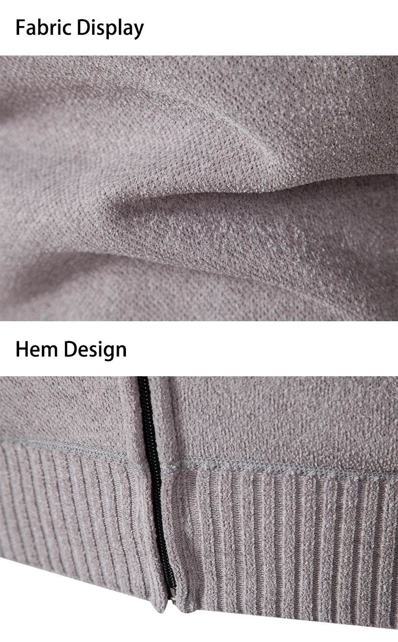 2023 Knitwear Spring and Autumn Men's Stand-up Collar Thick Warm Cardigan Sweater Winter Loose Casual Coat - AIAZ