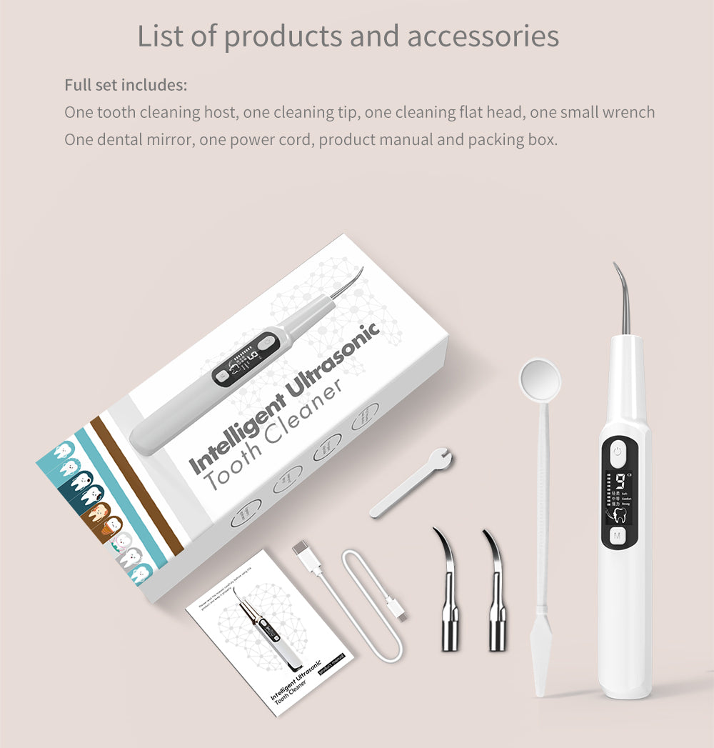 Electric Sonic Dental Calculus Scaler Oral Teeth Tartar Remover Plaque Stains Cleaner Removal Tooth Whitening Portable with LED