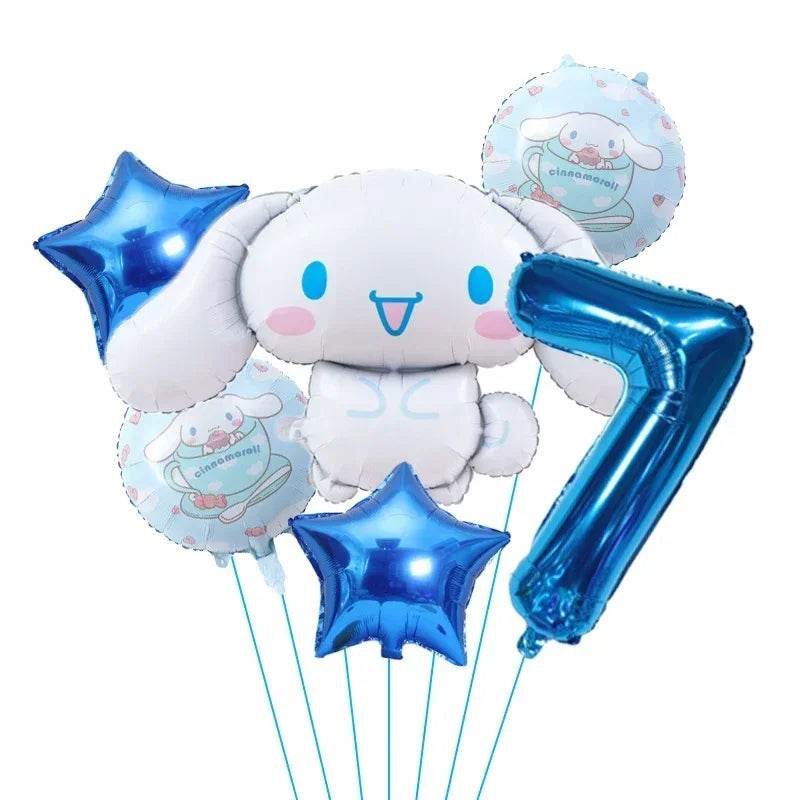 6pcs Cartoon Sanrio Cute Kuromi My Melody Cinnamoroll Foil Balloon 32 inch Number Set Children's Birthday Party Decorative Toys - AIAZ