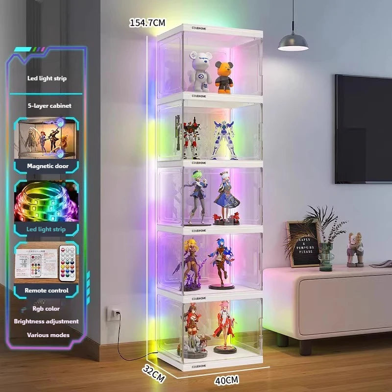 Handmade Display Cabinet, Decorative Model, Building Block Storage Box, Transparent Lego Layered Toy Rack for Household Use
