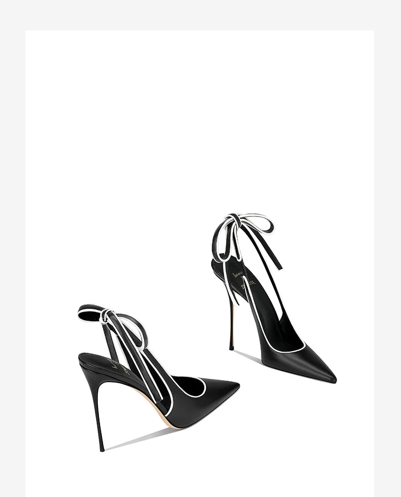 Spring and summer new pointed toe lace-up leather shoes thin high-heeled banquet dress large size small size women's sandals