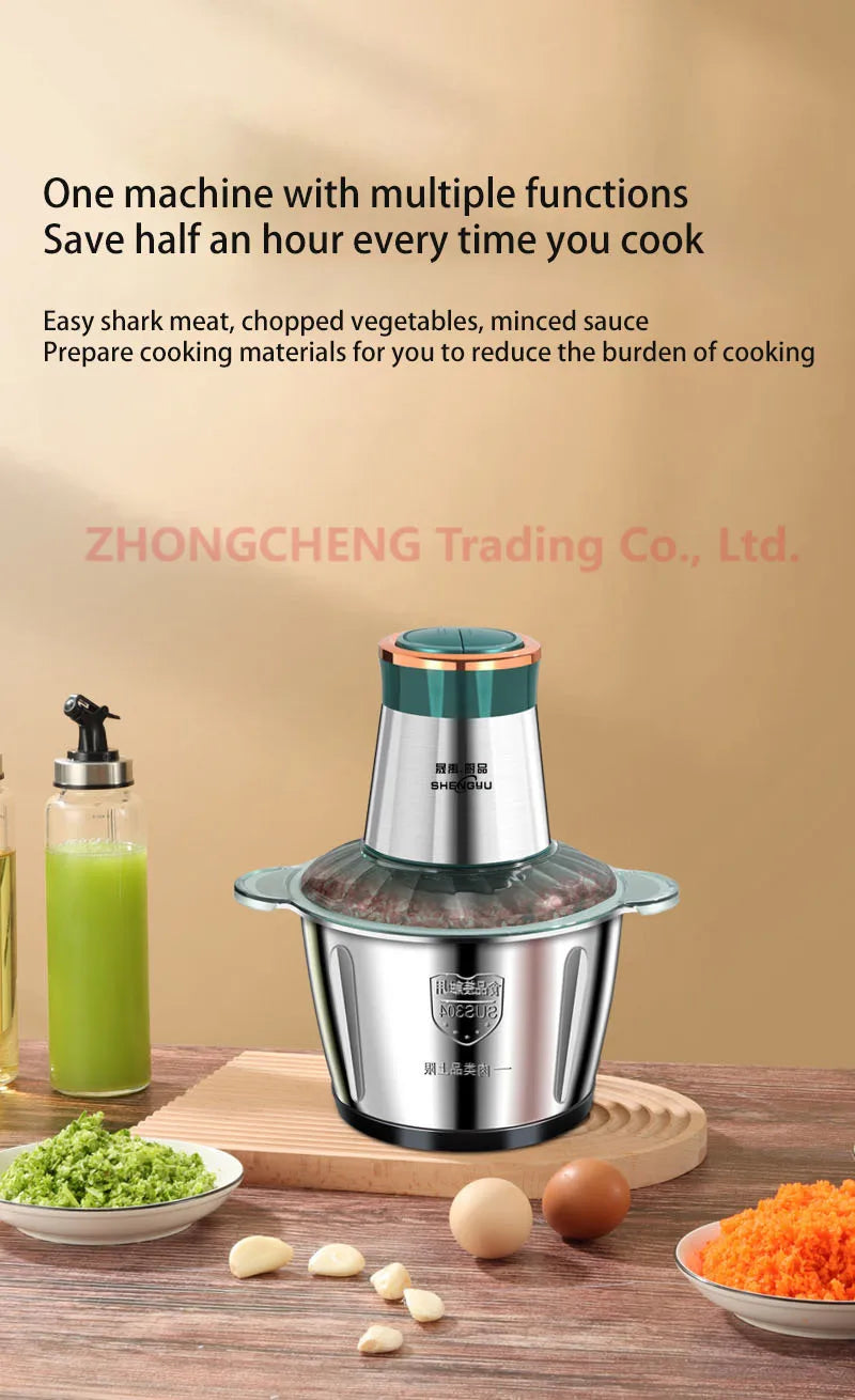Kitchen household electric meat grinder stainless steel stuffing minced vegetables minced meat mincer small garlic chili cooker