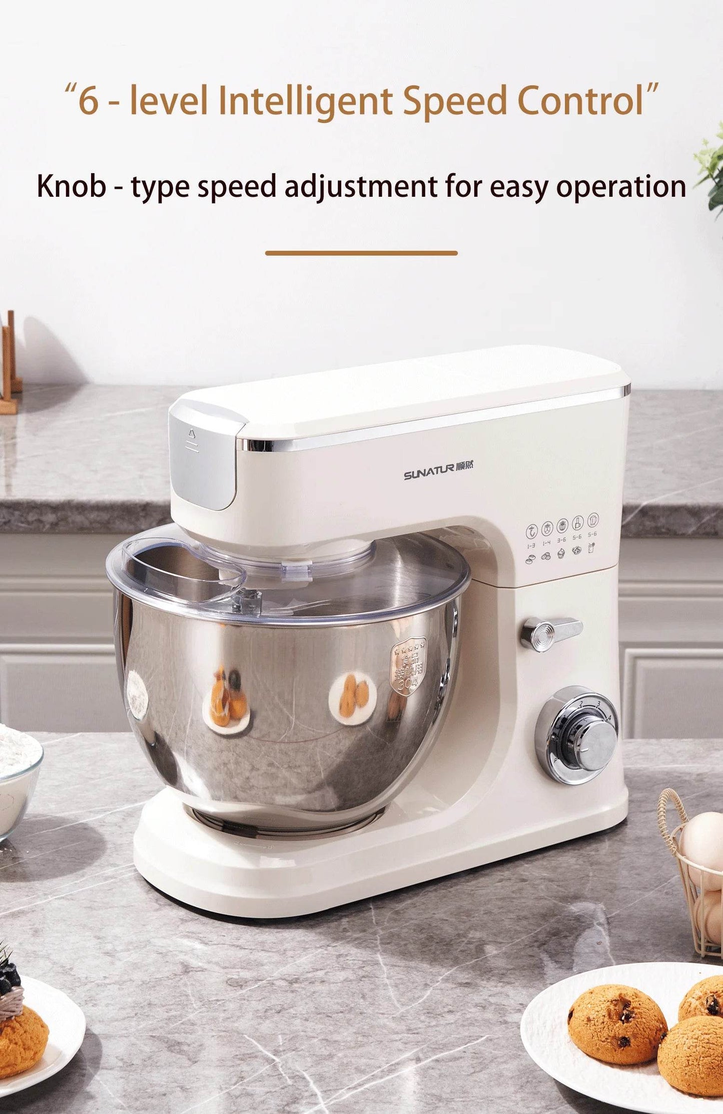 SUNATUR 2000W electric kitchen blender 8L stand mixer machine Egg Beating cream All-in-One Mixer Household Auto Dough Kneading - AIAZ