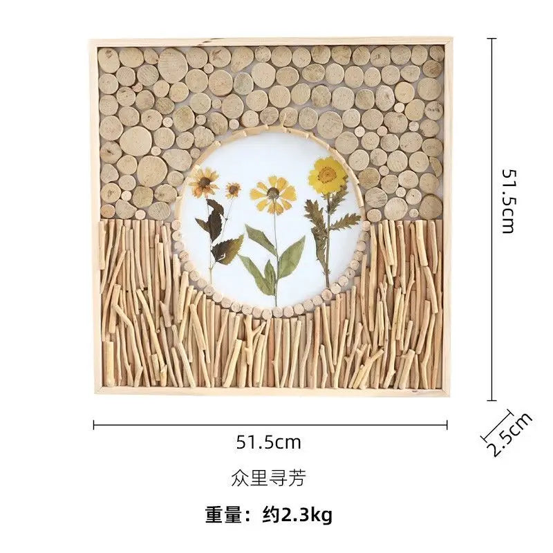 52x52cm 3D Flower & Wheat Field Building Blocks Wall Art - simple Creative Room Decor Aesthetic for Dining Room & Living Room