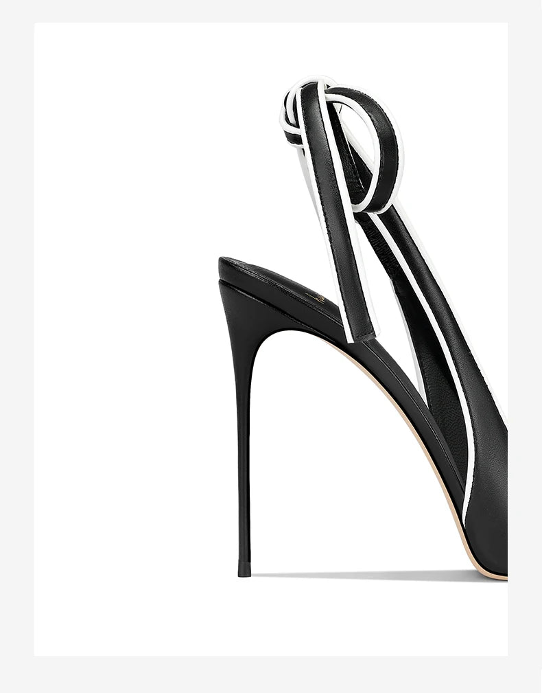 Spring and summer new pointed toe lace-up leather shoes thin high-heeled banquet dress large size small size women's sandals