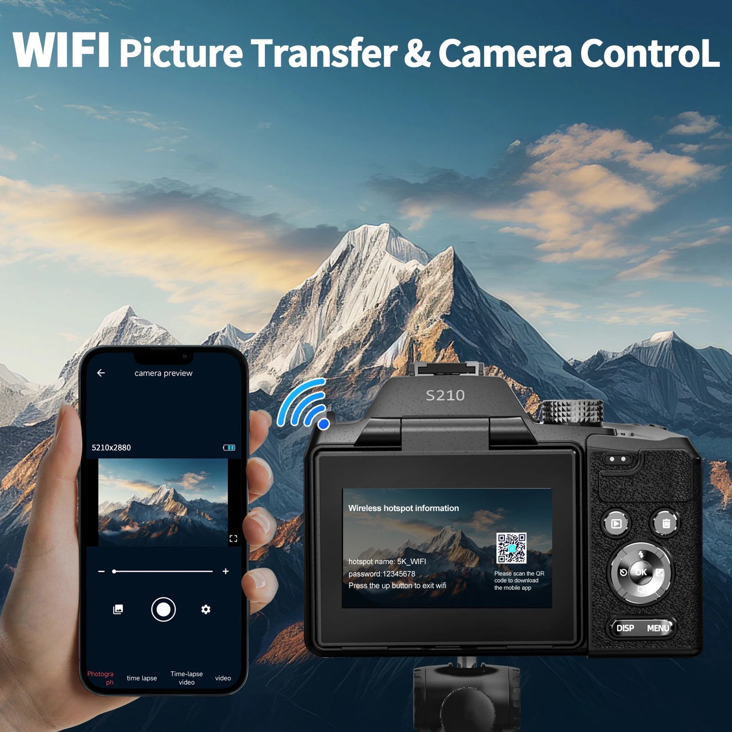 NBD 64MP Digital Cameras for Photography, 16X Optical Zoom Camera with WiFi & App Control,5K Camera with 180°Flipable Screen