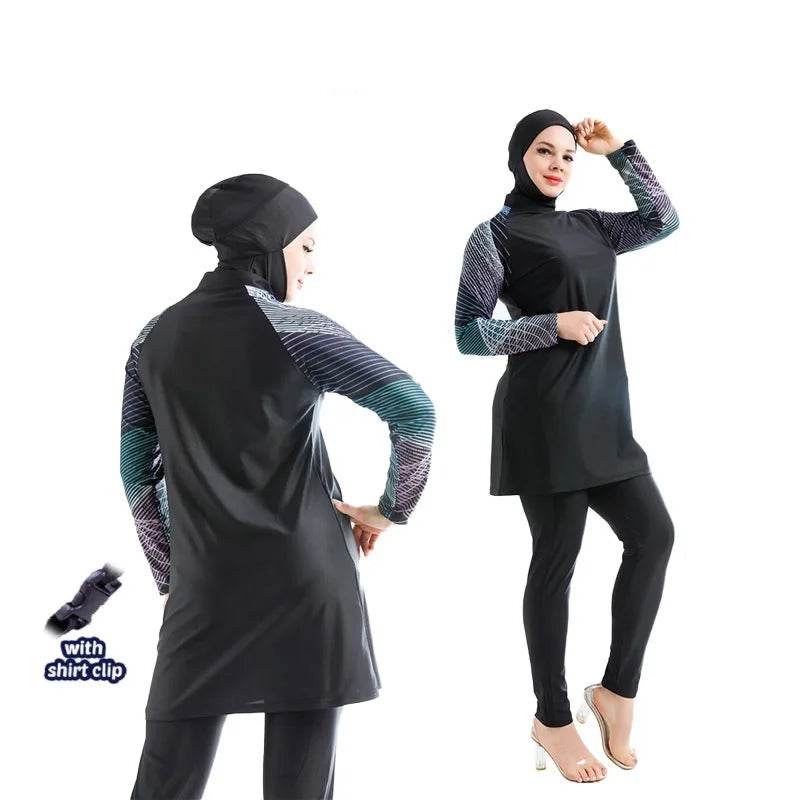 Muslim wimwear Women Hijab Swimsuit Modest Swimming Suit Islamic Cover Ups Burkini Hijabs For Woman Long Sleeve Bathing Swim - AIAZ