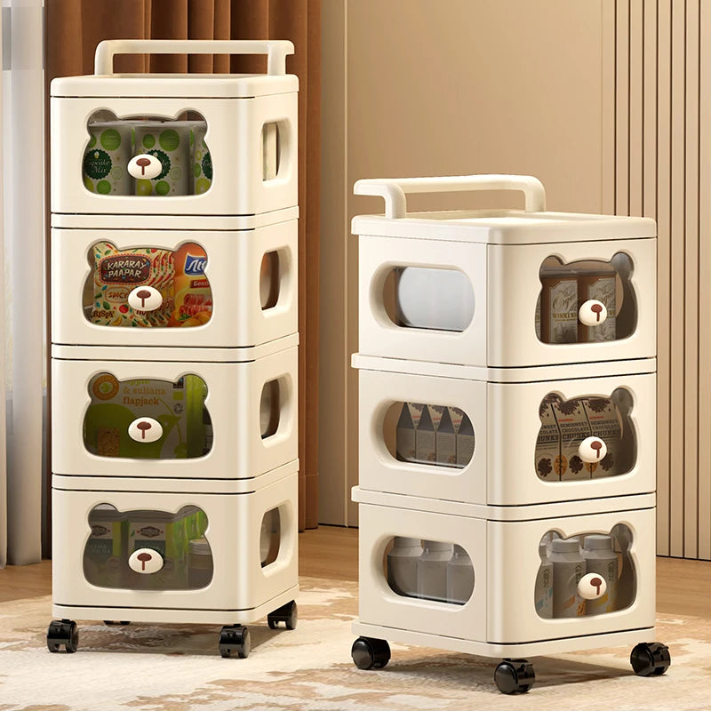 Household handcart baby snack toy storage rack, multi-layer drawer style storage rack, movable storage cabinet