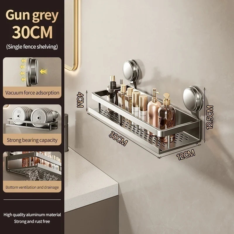 No Need To Drill Suction Cup Bathroom Storage Rack, Wall-mounted Oganizing Rack Cosmetic Storage Rack, Kitchen Storage Rack