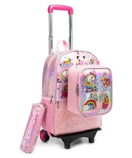 School Wheeled backpack Bag School bag with wheels Trolley Satchel bag Kids School Rolling backpack for girls School Trolley Bag - AIAZ