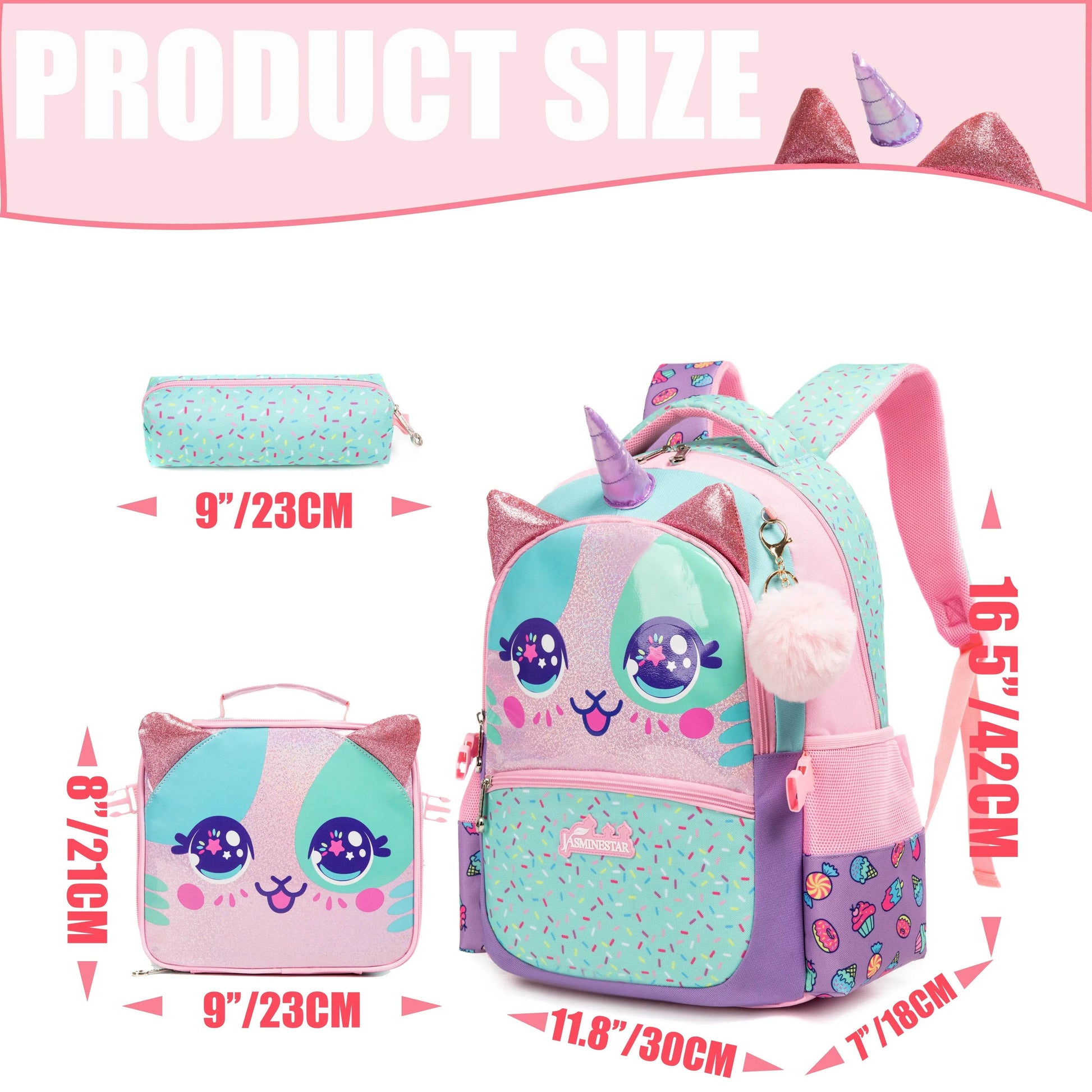 Kids Backpacks for Girls School Bag with Lunch Box School Backpack for Girls Set Cute Bookbag for Kindergarten - AIAZ