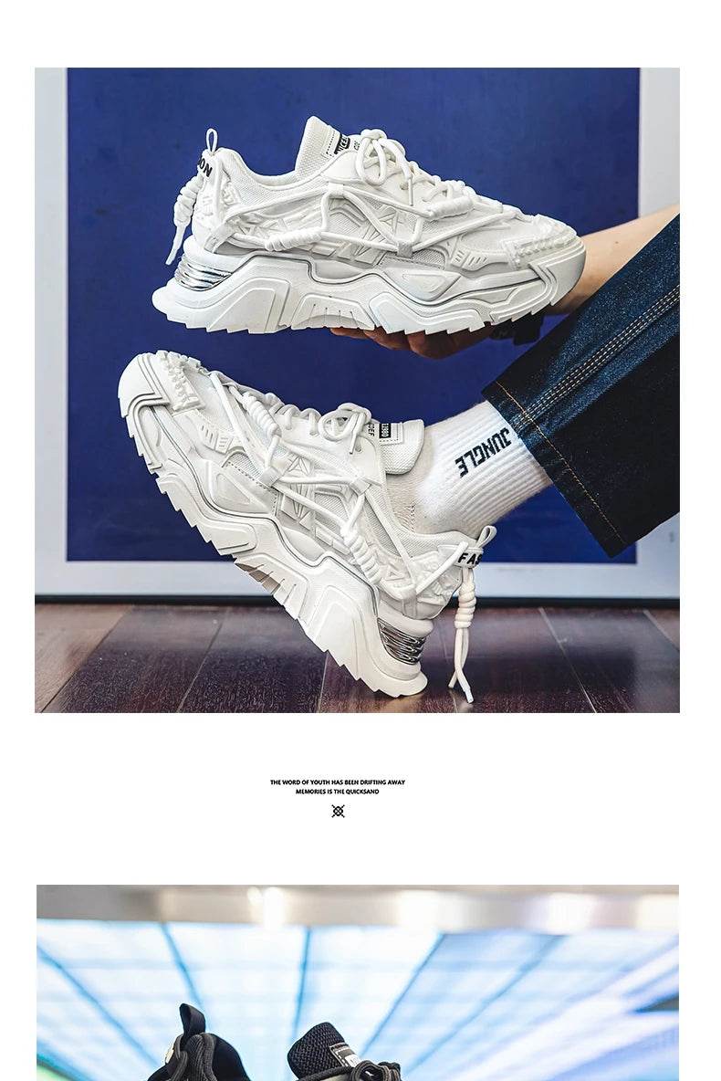 Platform Men Shoes Fashion Clunky Sneakers Men Casual Shoes Breathable Sports Dad Shoes Male Fitness Footwear 2023 - AIAZ