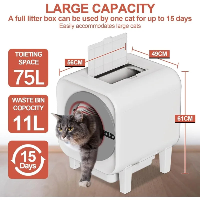 Intelligent Cat Litter Box, Cat Toilet, Electric APP Control Pet Litter Box, Large Size, Automatic Feces Shovel, Anti Splash