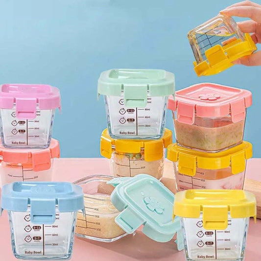140ml Glass Food Storage Box Frozen Baby Food Glass Cup Baby Food Storage Jar for Little Ones Microwave Safe