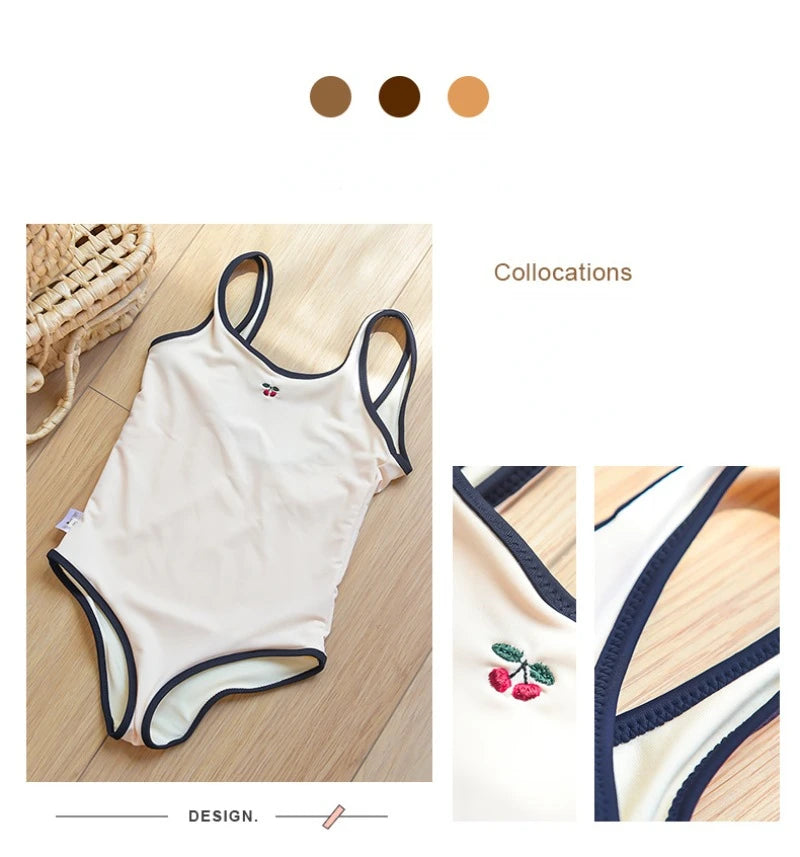 Summer New Danish Girls Swimwear Baby Swimwears Cherry Pattern Split Swimsuit Bikinis Maillot De Bain Enfant Fille Mayo