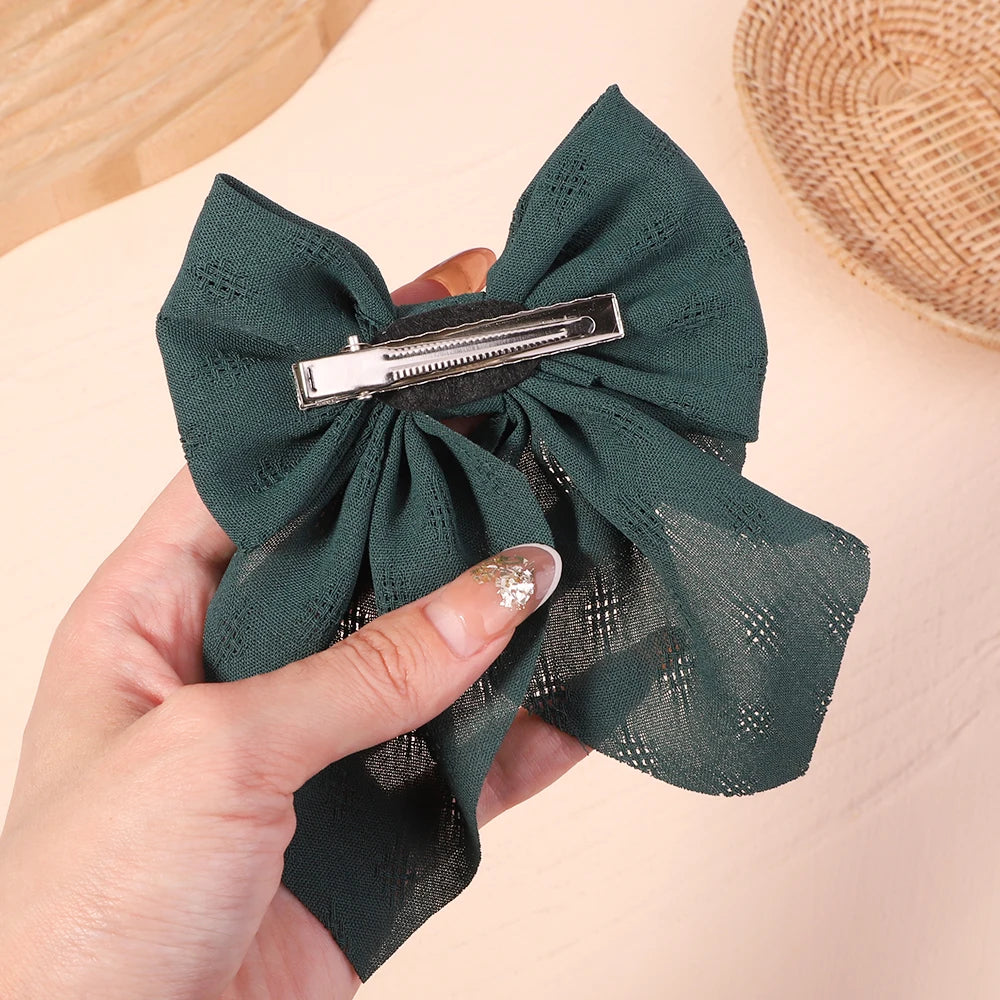 2Pcs/set Sweet Solid Bowknot Hair Clips for Women Girls Print Bows Hairpins Barrettes Duckbill Clip Headwear Hair Accessories