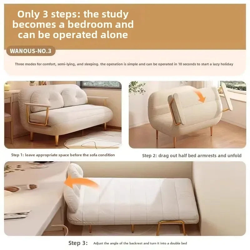 Foldable Sofa New Sofa Bed Dual Use Single Small Unit Balcony Living Room Multi Functional Clouding Stretching Relaxing Sofa