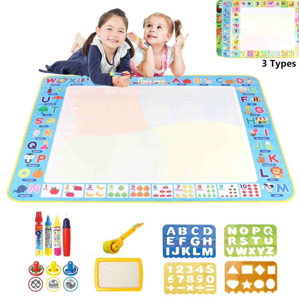 100x80CM Magic Water Drawing Mat with Reusable Magic Pens Doodle Montessori Painting Board Educational Toys Kids Gifts 39X31in - AIAZ