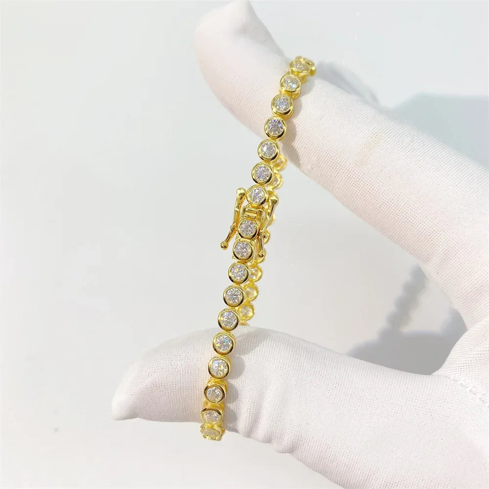 EWYA Luxury Bubble 2/3mm D Color Full Moissanite Tennis Necklace for Women S925 Silver Plated 18K Diamond Neck Chain Necklaces