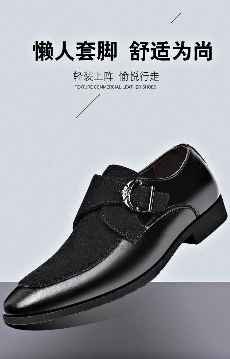 Casual Business Shoes for Men Point Toe Men Dress Buckle Shoes Luxury Men's Wedding Formal Shoes Derby Party Oxford Footwear - AIAZ