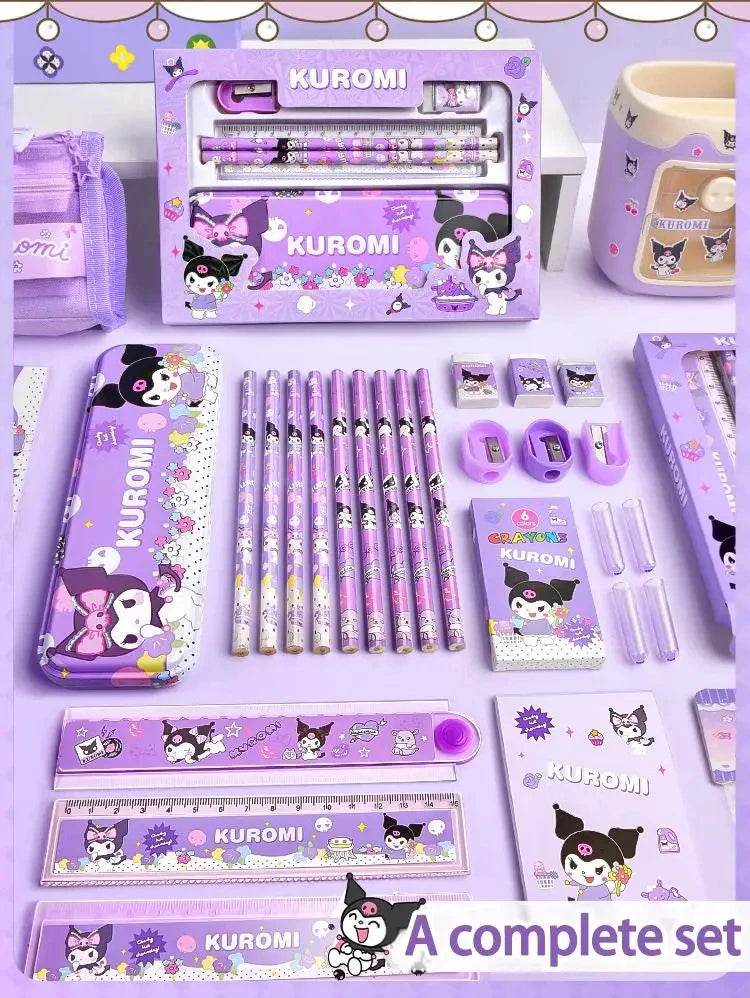 Sanrio Kuromi Melody Cinnamoroll Stationery Gift Box Girls Primary School 12-Piece School Supplies for Children Kawaii New Hot - AIAZ