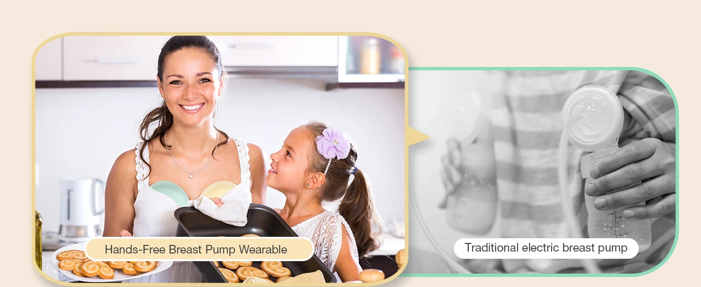 Electric Breastmilk Pump Handsfree BPA Free With Milk Storage Bag 3 Mode&9 Level Powerful Suction Low Noise Wearable Breast Pump