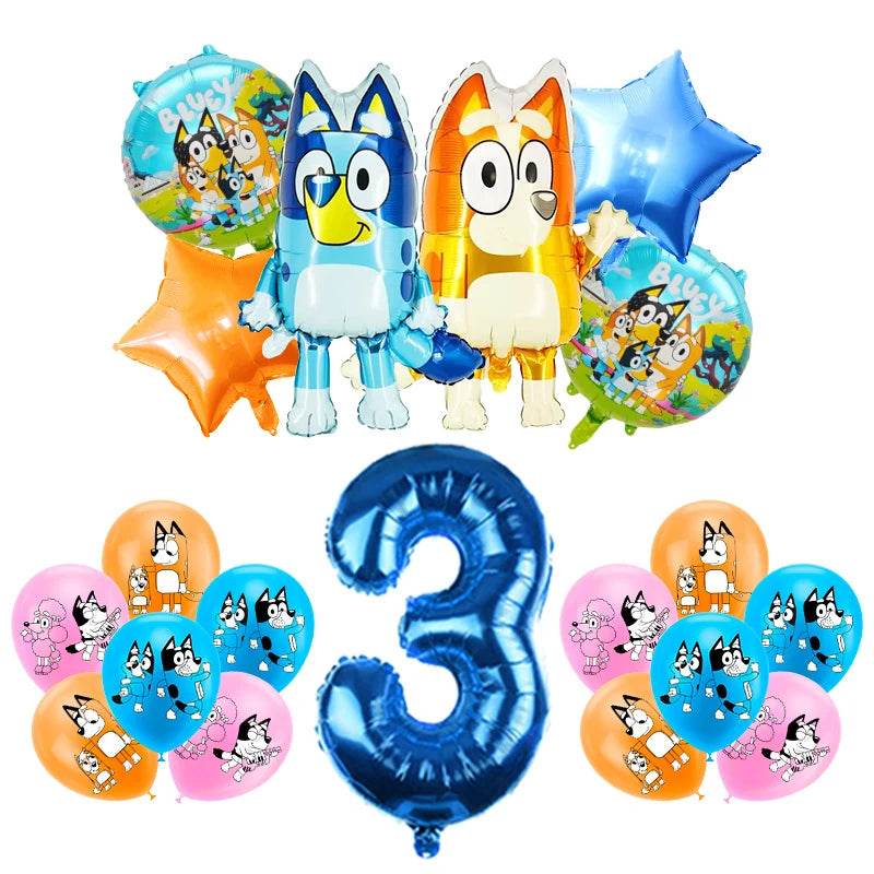 New Bluey Birthday Party Decoration Latex Balloons Bingo Aluminum Film Balloon Disposable Tableware Kids Event Supplies Backdrop - AIAZ