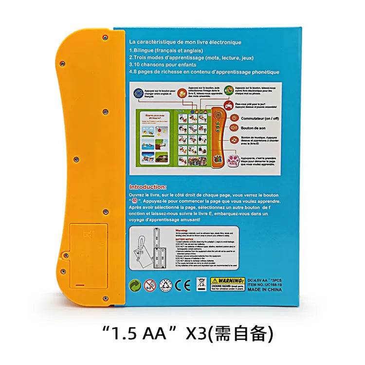 French and English Bilingual Finger Reading Children's Voice Book Intelligent Learning Toys French E-book Early Education Tool - AIAZ
