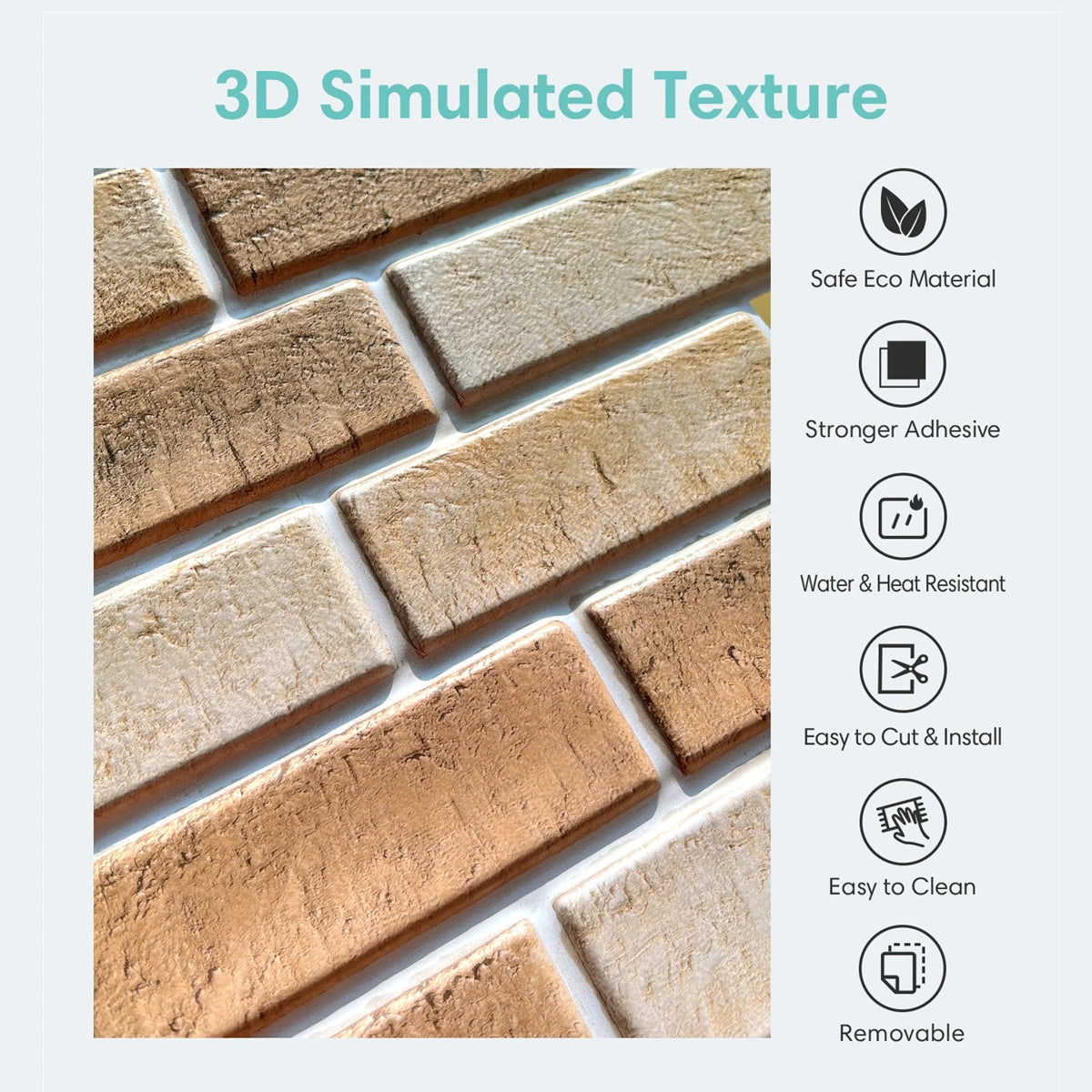 1/10pcs 3D Wall Sticker Self-adhesive Faux Brick Wall Panel Peel and Stick Tile Backsplash for Kitchen Bathroom Tile Sticker