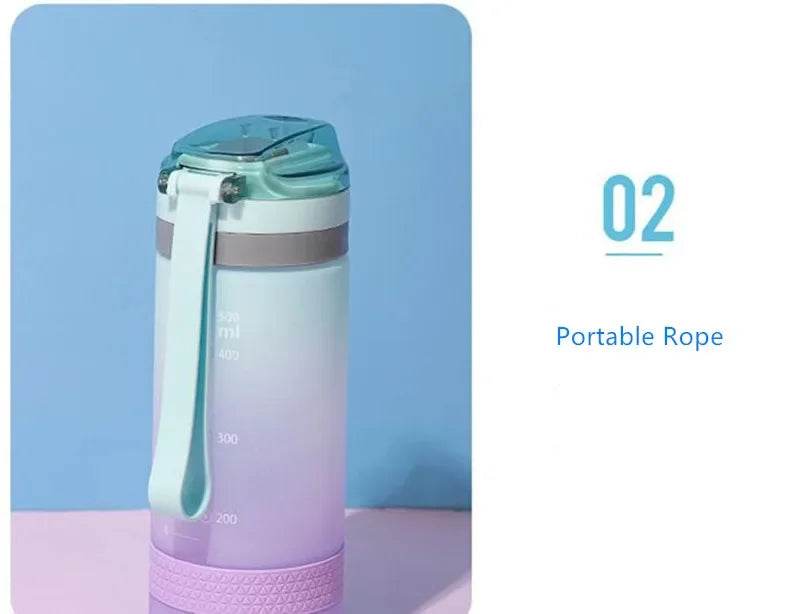 600ml Water Bottles Fashion Water Bottle with Straw BPA Free Portable Outdoor Sport Cute Drinking Plastic Bottles Eco-Friendly - AIAZ