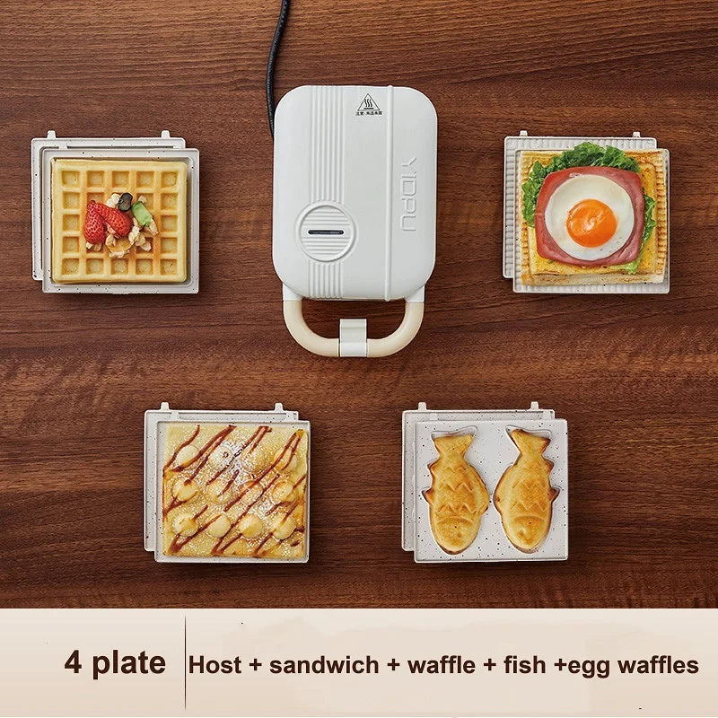 600W Electric Sandwich Machine Waffle Maker Home Toaster Multifunctional Breakfast Machine Takoyaki Pancake Donut Toast Press