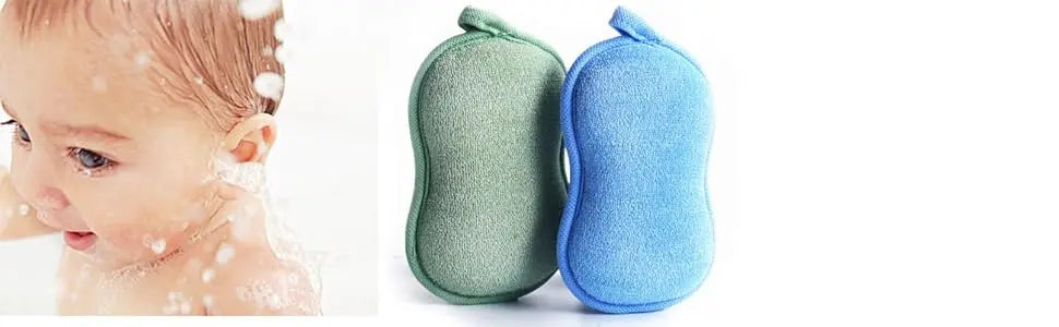 2Pcs Natural Baby Bath Sponge - Ultra Soft Baby Sponge for Bathing - Kids Bath Sponges for Infants, Toddler Bath Time