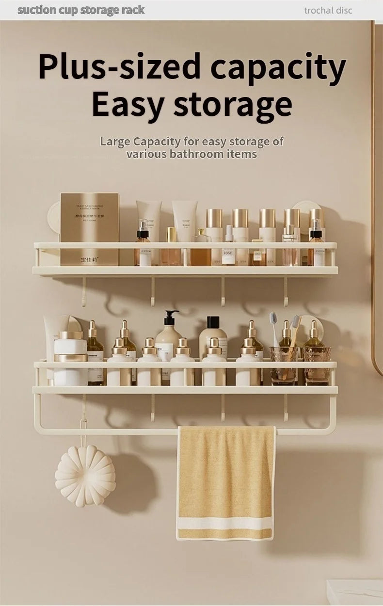 No Need To Drill Suction Cup Bathroom Storage Rack, Wall-mounted Oganizing Rack Cosmetic Storage Rack, Kitchen Storage Rack