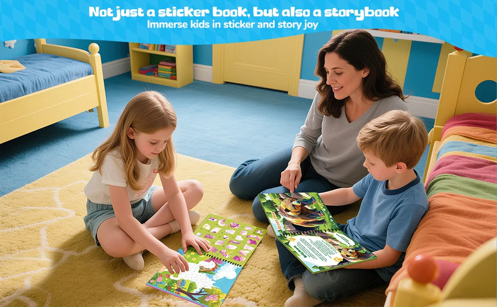 Montessori Sticker Puzzle Book With Story For Kids Educational Jigsaw Sticker Creative Games Children's Mosaic Toy Birthday Gift