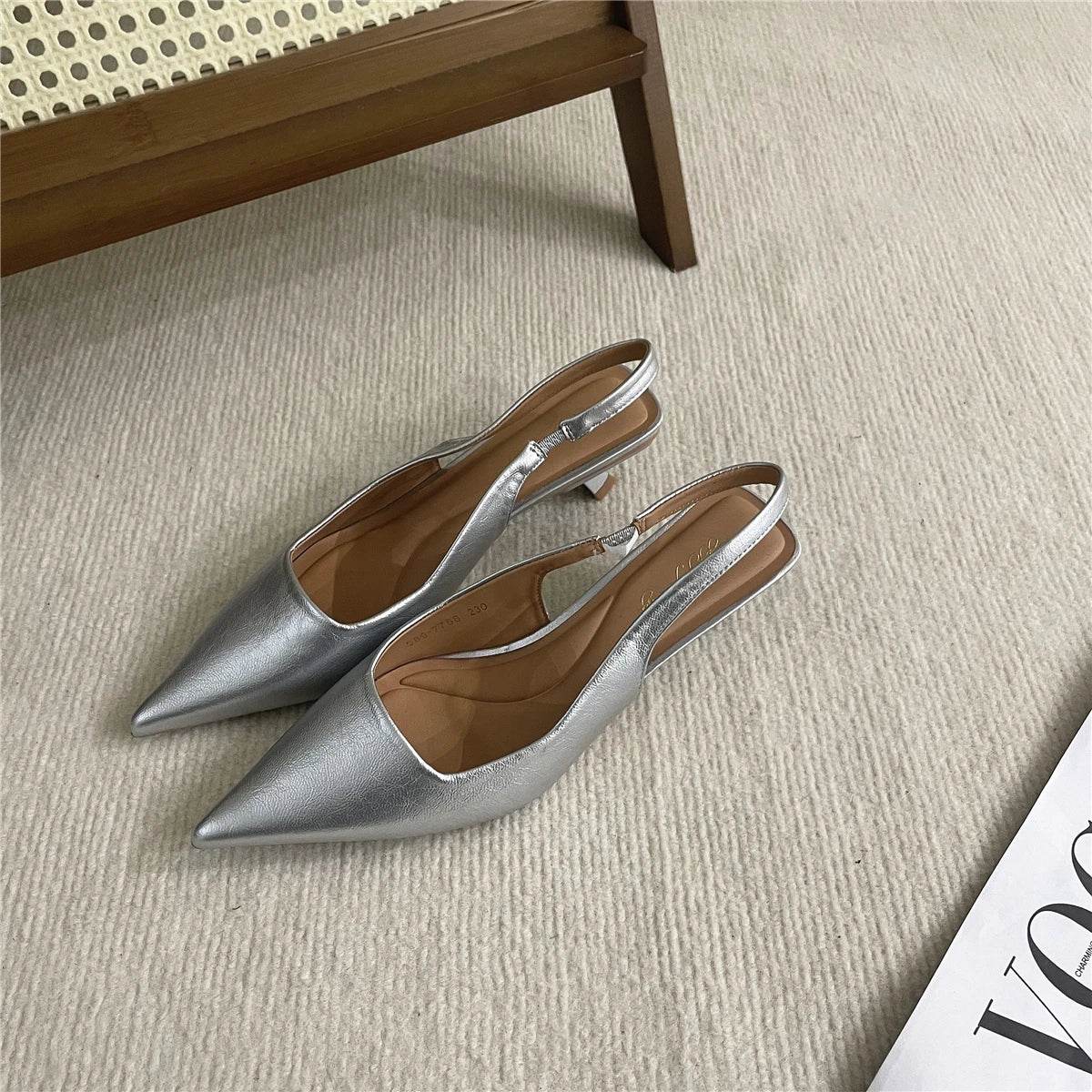 Bailamos Women Sandals Pointed Toe Elegant Low-heel Shoes Summer Fashion Slingback Woman Mules Shoes Pumps Dress Shoes - AIAZ