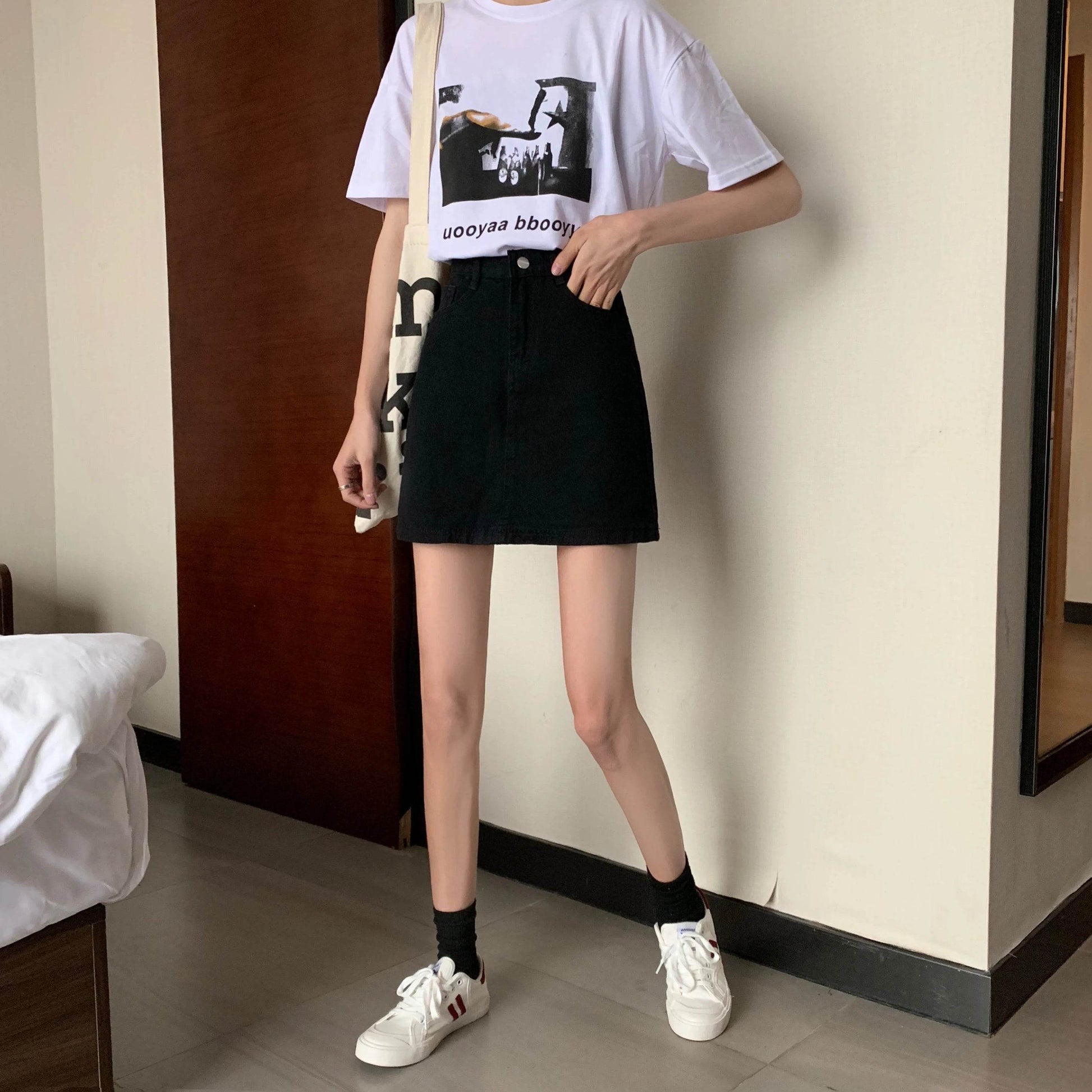 High Waist Denim Skirt Versatile Skirt Women's Clothing A-Line ort Skirt Slimming Wraparound Summer 202 plus Size - AIAZ