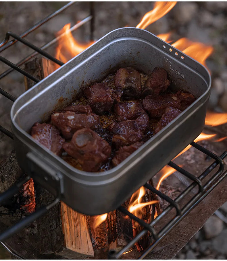 Campingmoon Hard Alumina Alloy Portable Heated Picnic Outdoor Camping Cookware Bento Lunch Meal Box