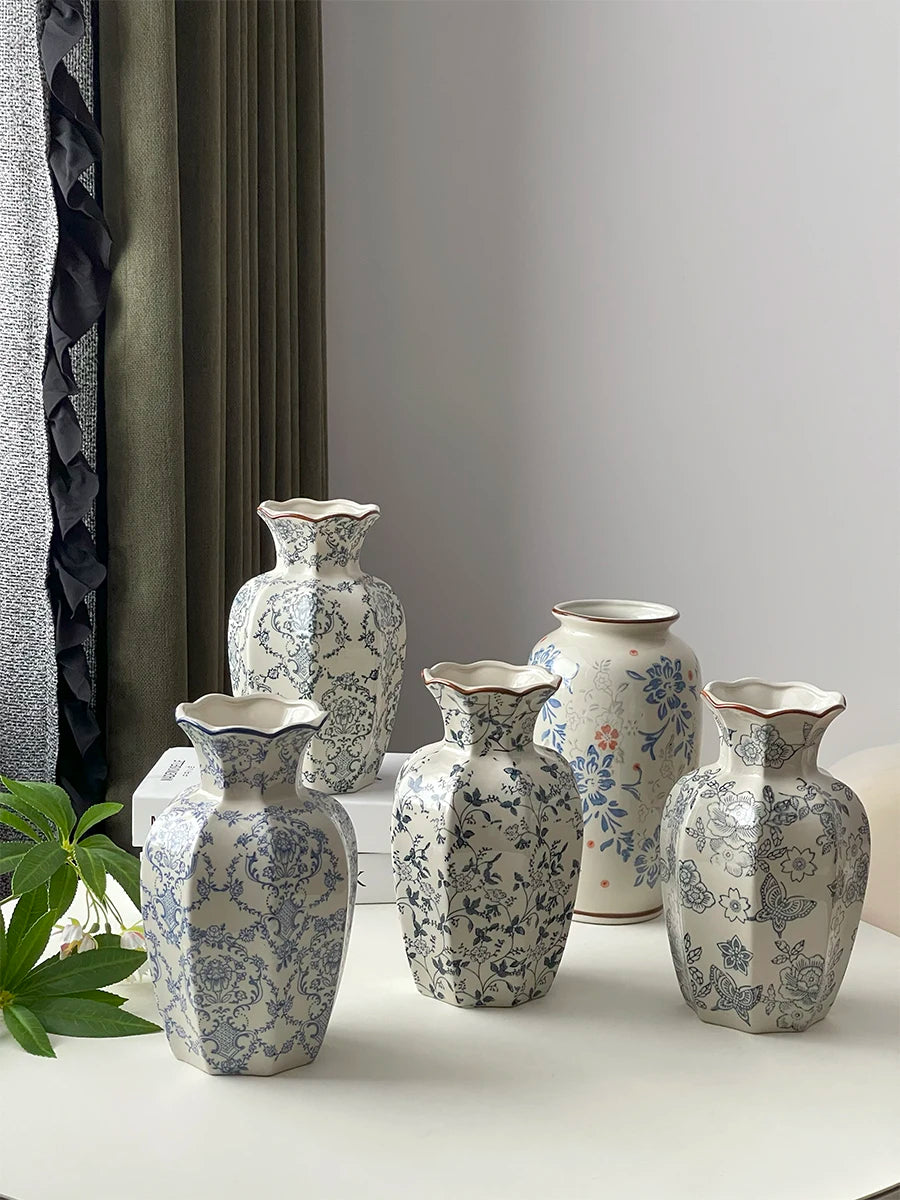 Cerc Flower Vase Decoration Jingdezhen Blue And White Porcelain Living Room Floral Arrangement Desktop Flower Ho...