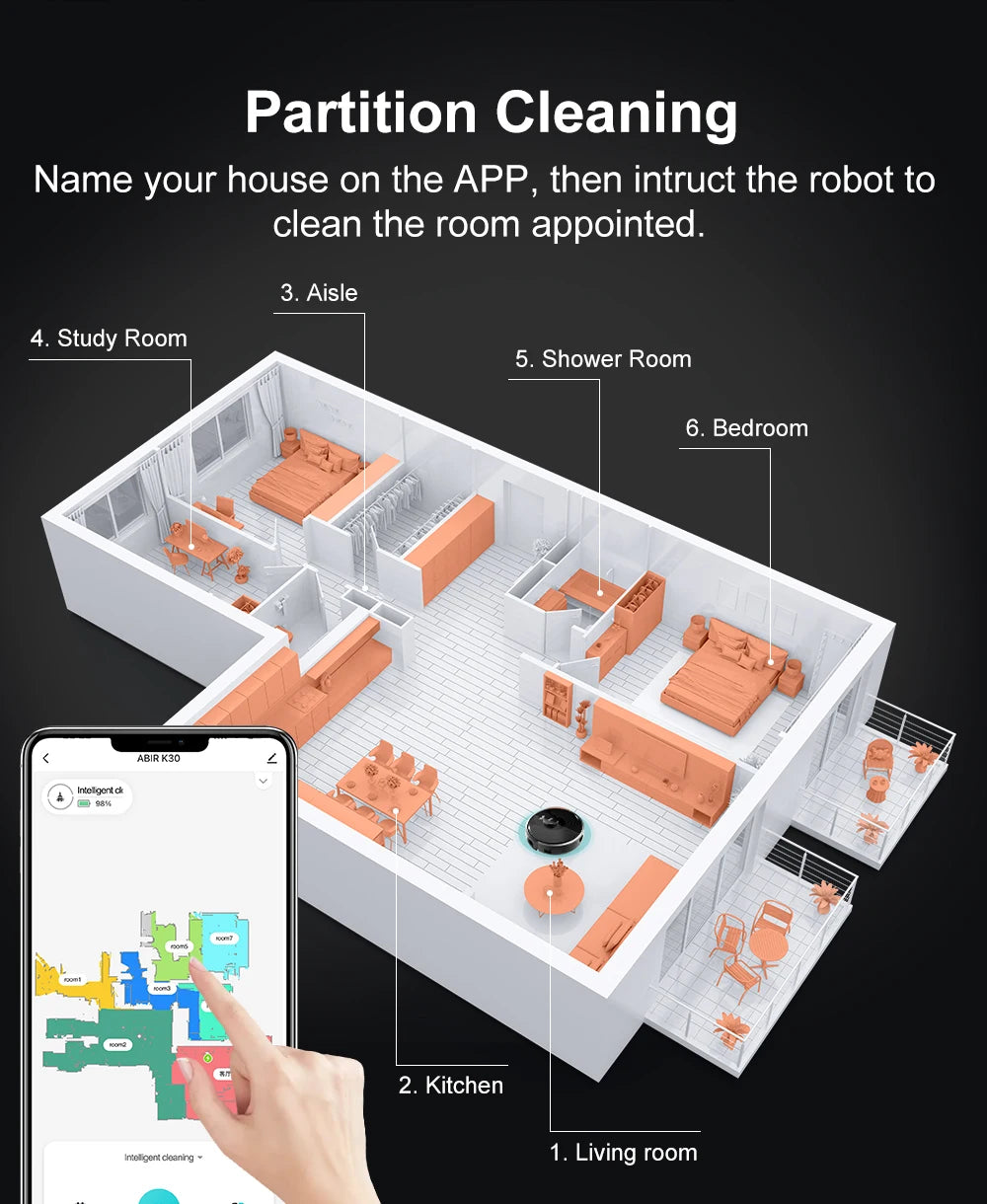 Robot Vacuum Cleaner K30 Self-cleaning dustbin, Dual Laser,UV Spot Cleaning,240mins Runtime, Auto Smart Carpet Floor Washing