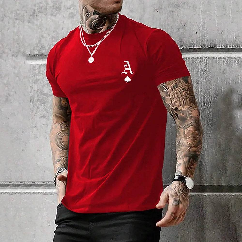 2025 Men's Clothing Fashion Black A Logo Printed T-Shirt Casual Street Short Sleeve Top Lightweight Breathable Fitness T Shirt - AIAZ