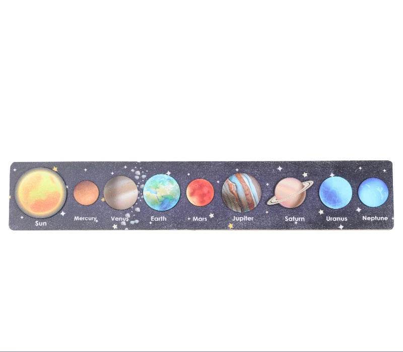 Children Wooden Space Planet Puzzles Montessori Toys Planet Matching Game Jigsaw Tray Universe Solar System Science Learning Toy - AIAZ