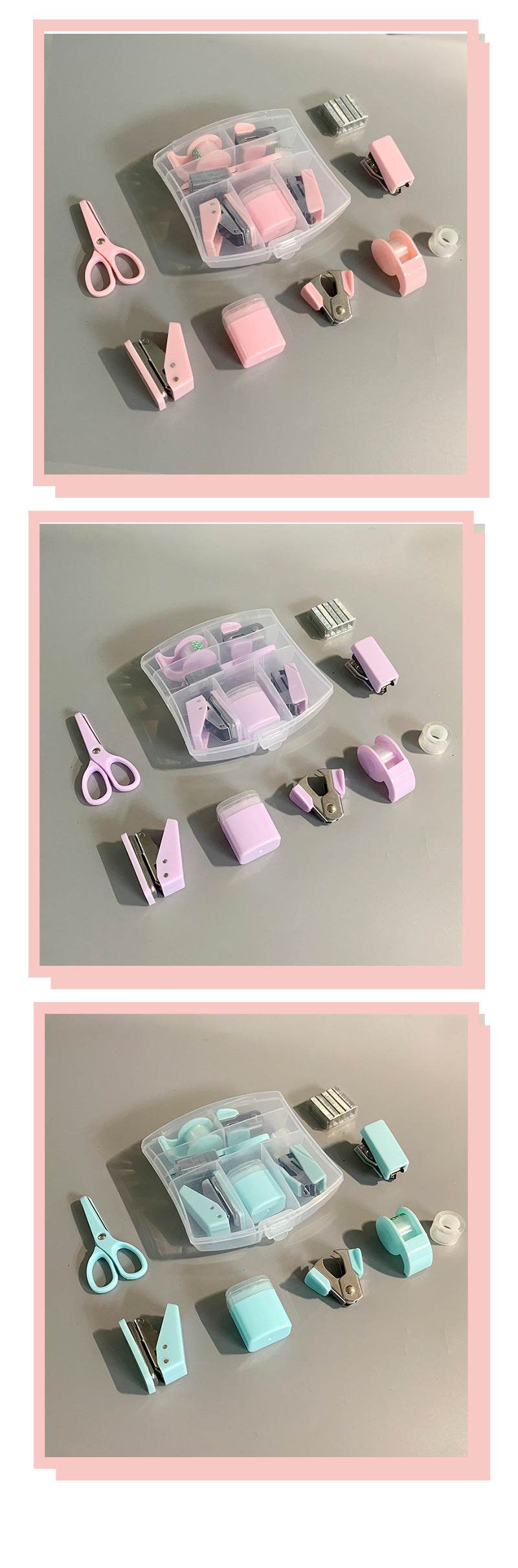 Makaron Mini School Supply Kits Mini Office Supply Kits, Includes Mini Stapler,Scissors, Staple Remover, Staples, Tape Dispenser - AIAZ