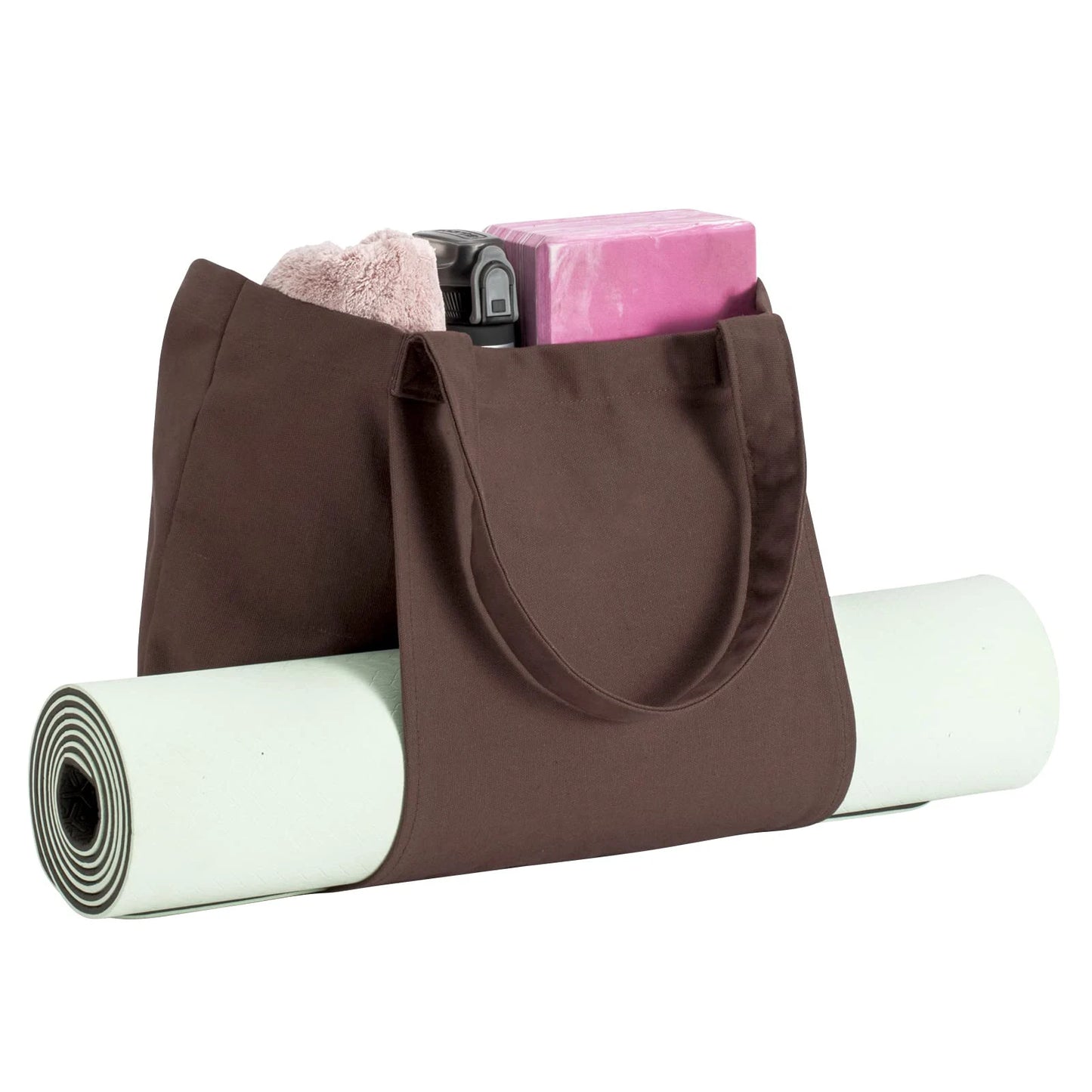 Yoga Mat Bag with Pockets Fits All Size Mats Multi-Functional Storage Pockets Durable Canvas Large Yoga Mat Tote Sling Carrier
