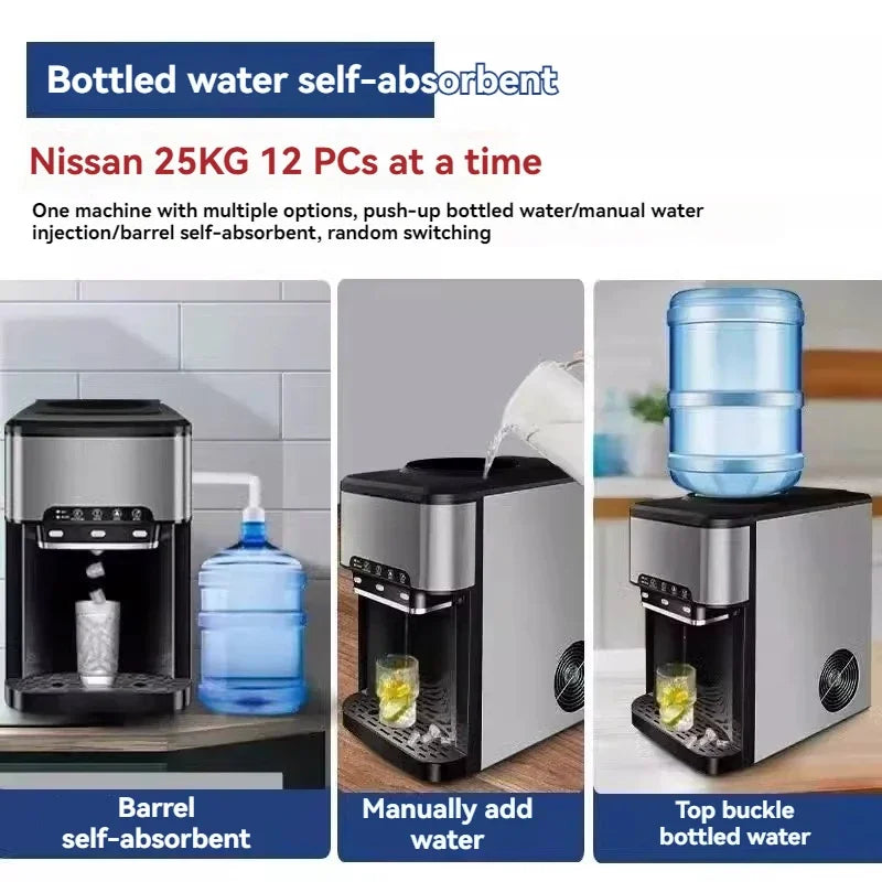 Drinking water ice Maker, 48lbs Daily Ice Cube Makers,Stainless Steel Ice Makers Countertop,Tabletop Ice Maker Machine