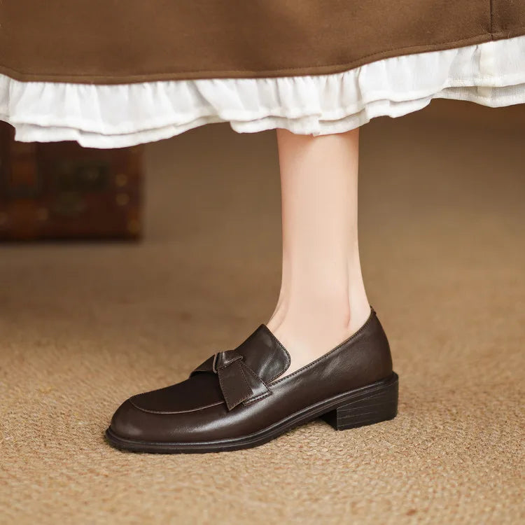 Dress Shoes Women Loafers Cow Leather Sheepskin Rubber Formal Business Suit Ladies 2025 Spring Autumn Handmade