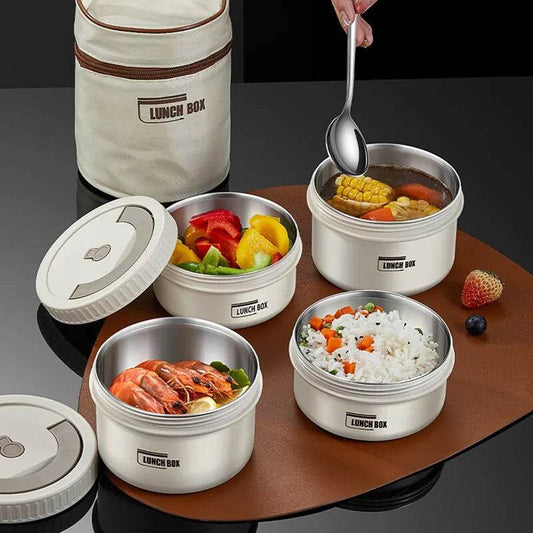Lunch Box Portable Insulated Lunch Container Set Stackable Bento Stainless Steel Lunch Container - AIAZ